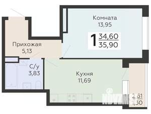 1-к квартира, вторичка, 36м2, 18/20 этаж