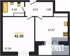 1-к квартира, вторичка, 42м2, 5/25 этаж