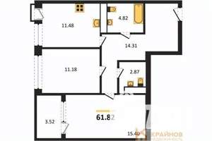 2-к квартира, сданный дом, 62м2, 13/21 этаж