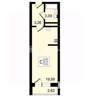 Студия квартира, строящийся дом, 27м2, 25/27 этаж