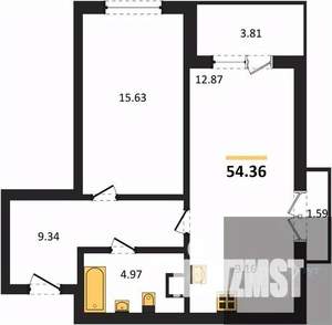 1-к квартира, вторичка, 54м2, 3/18 этаж