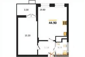 1-к квартира, строящийся дом, 45м2, 11/15 этаж