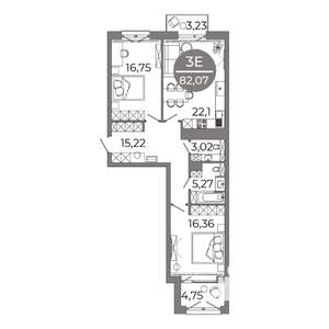 3-к квартира, вторичка, 82м2, 2/9 этаж