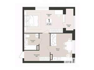 1-к квартира, строящийся дом, 48м2, 8/14 этаж