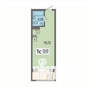 1-к квартира, строящийся дом, 25м2, 8/18 этаж