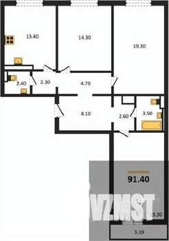 3-к квартира, вторичка, 91м2, 6/17 этаж
