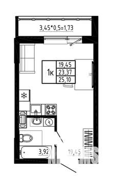 Студия квартира, строящийся дом, 25м2, 10/17 этаж
