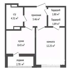 1-к квартира, вторичка, 36м2, 4/12 этаж