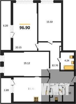 3-к квартира, вторичка, 97м2, 16/25 этаж