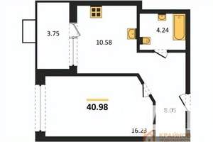 1-к квартира, вторичка, 41м2, 18/21 этаж