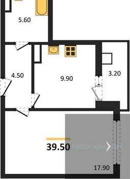 1-к квартира, вторичка, 40м2, 17/17 этаж