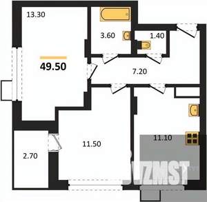 2-к квартира, вторичка, 49м2, 6/13 этаж