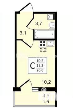 1-к квартира, строящийся дом, 21м2, 5/17 этаж