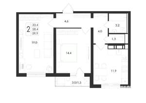 2-к квартира, вторичка, 60м2, 4/17 этаж