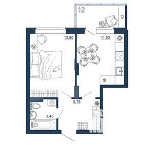 1-к квартира, вторичка, 35м2, 3/18 этаж