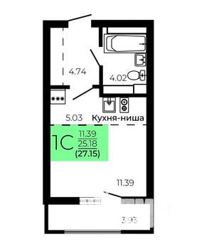Студия квартира, вторичка, 27м2, 3/9 этаж