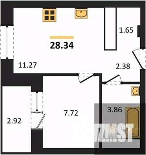 1-к квартира, вторичка, 28м2, 18/25 этаж