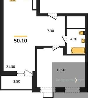 1-к квартира, вторичка, 50м2, 7/15 этаж