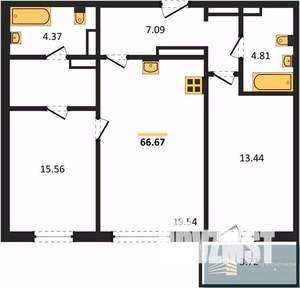 2-к квартира, вторичка, 67м2, 9/18 этаж