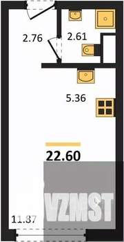 Студия квартира, вторичка, 23м2, 2/15 этаж