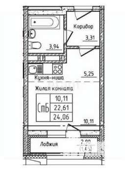 Студия квартира, вторичка, 24м2, 8/31 этаж