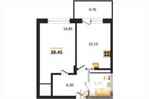 1-к квартира, вторичка, 38м2, 3/18 этаж