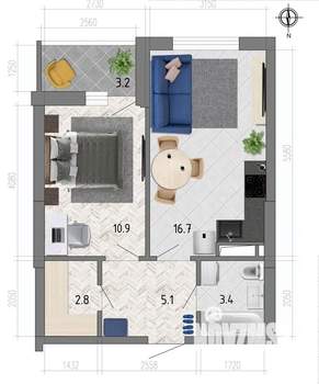 1-к квартира, строящийся дом, 41м2, 12/18 этаж