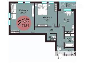 2-к квартира, вторичка, 74м2, 10/21 этаж