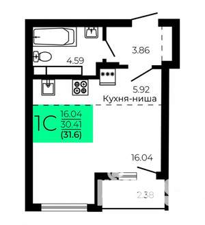Студия квартира, строящийся дом, 32м2, 4/9 этаж
