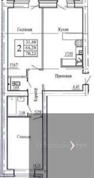 2-к квартира, вторичка, 70м2, 11/16 этаж