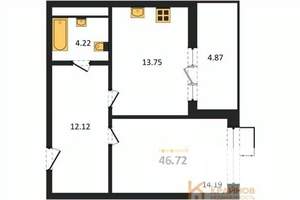 1-к квартира, вторичка, 47м2, 5/21 этаж