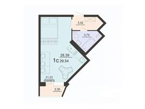 Студия квартира, вторичка, 30м2, 13/20 этаж