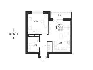 1-к квартира, вторичка, 36м2, 4/17 этаж