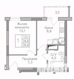 1-к квартира, вторичка, 36м2, 10/25 этаж