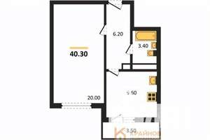 1-к квартира, вторичка, 40м2, 14/25 этаж
