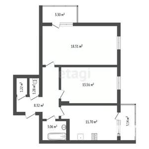 2-к квартира, сданный дом, 61м2, 5/18 этаж