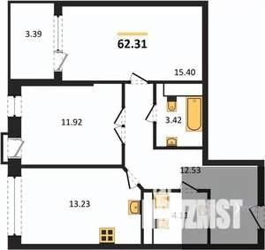 2-к квартира, вторичка, 62м2, 9/21 этаж