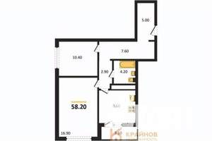 2-к квартира, вторичка, 58м2, 17/25 этаж