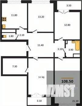 4-к квартира, вторичка, 109м2, 1/17 этаж