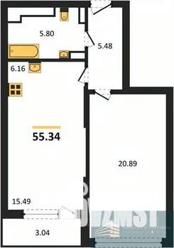 1-к квартира, вторичка, 55м2, 9/23 этаж