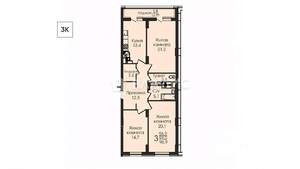 3-к квартира, вторичка, 98м2, 3/25 этаж