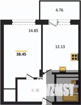 1-к квартира, вторичка, 38м2, 2/18 этаж